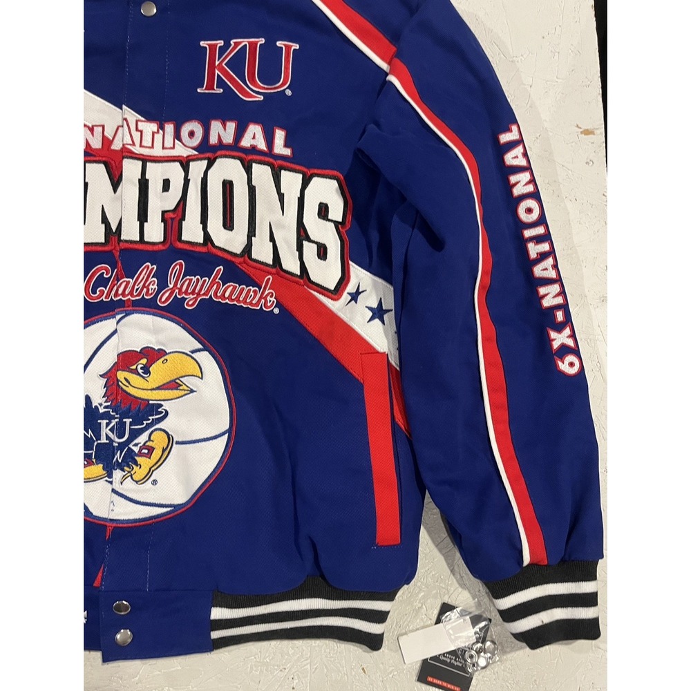 Kansas Jayhawks 2022 National Champions Jacket Mens L Embroidered Basketball - Picture 2 of 11